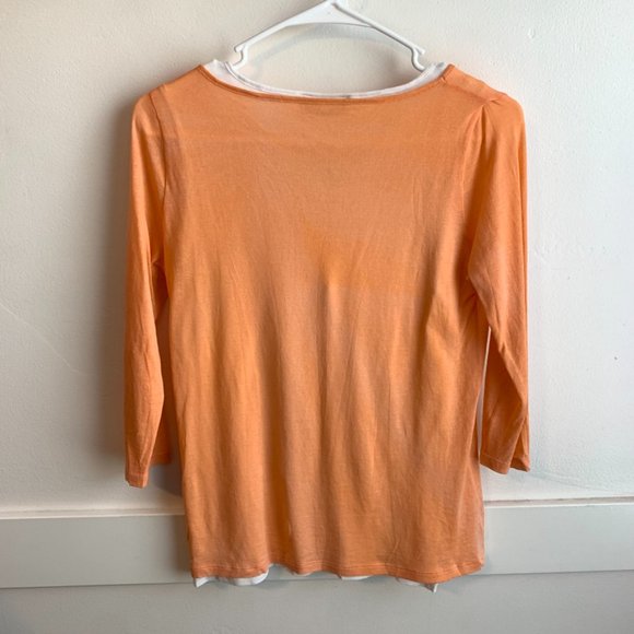 Whyci Milano Orange & White Quarter Sleeve Shirt - Picture 2 of 5